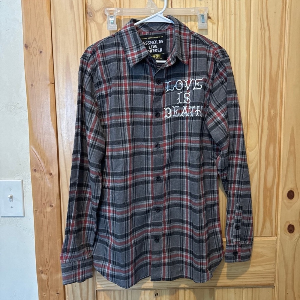 Assholes live forever flannel shirt L (4059) NEW